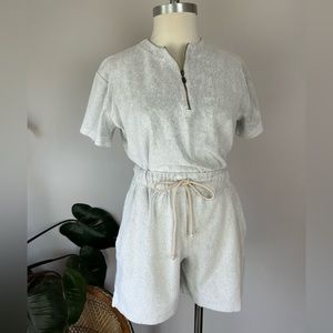 Vintage 80’s/90’s Spirit Wear Grey Two Piece Terrycloth Top Shorts Set Coverup